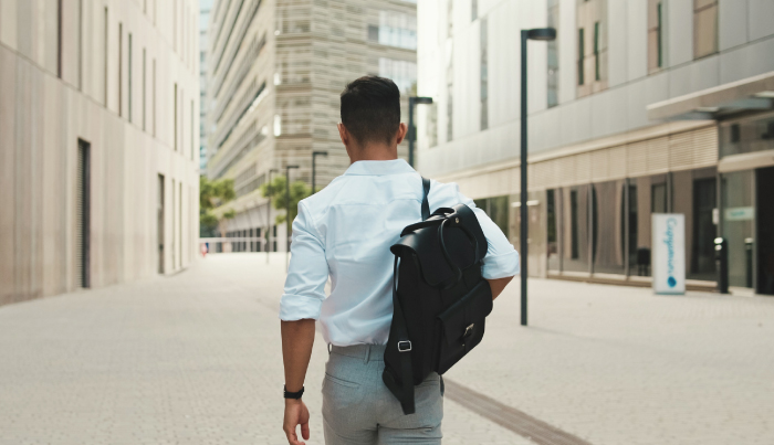 young man with backpack