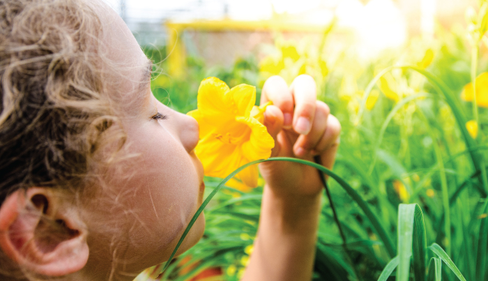 Smelling a flower